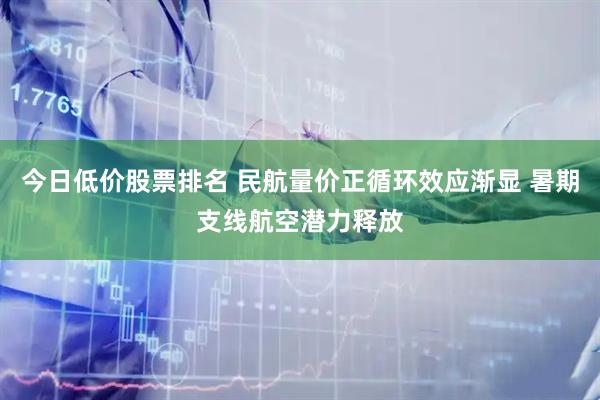 今日低价股票排名 民航量价正循环效应渐显 暑期支线航空潜力释放