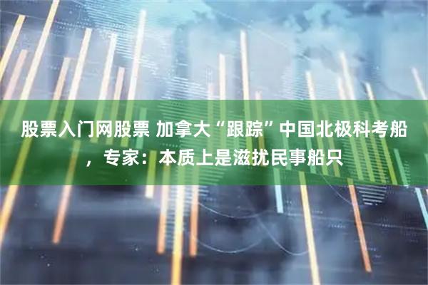 股票入门网股票 加拿大“跟踪”中国北极科考船，专家：本质上是滋扰民事船只